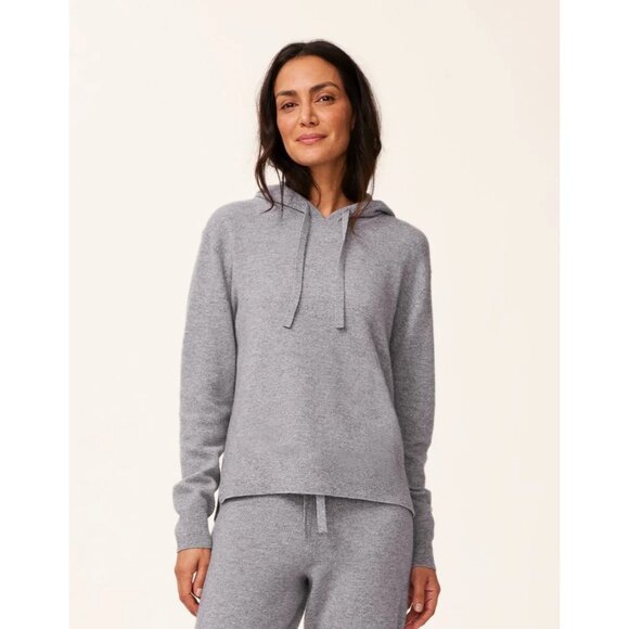 Unsubscribed Womens 100% Cashmere Draw String Hoodie Soft Knit Relaxed Fit Long - Picture 1 of 11